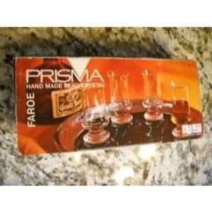 4pc National Silver Prisma Yugoslavia Vintage Lead Crystal Cordial Glasses